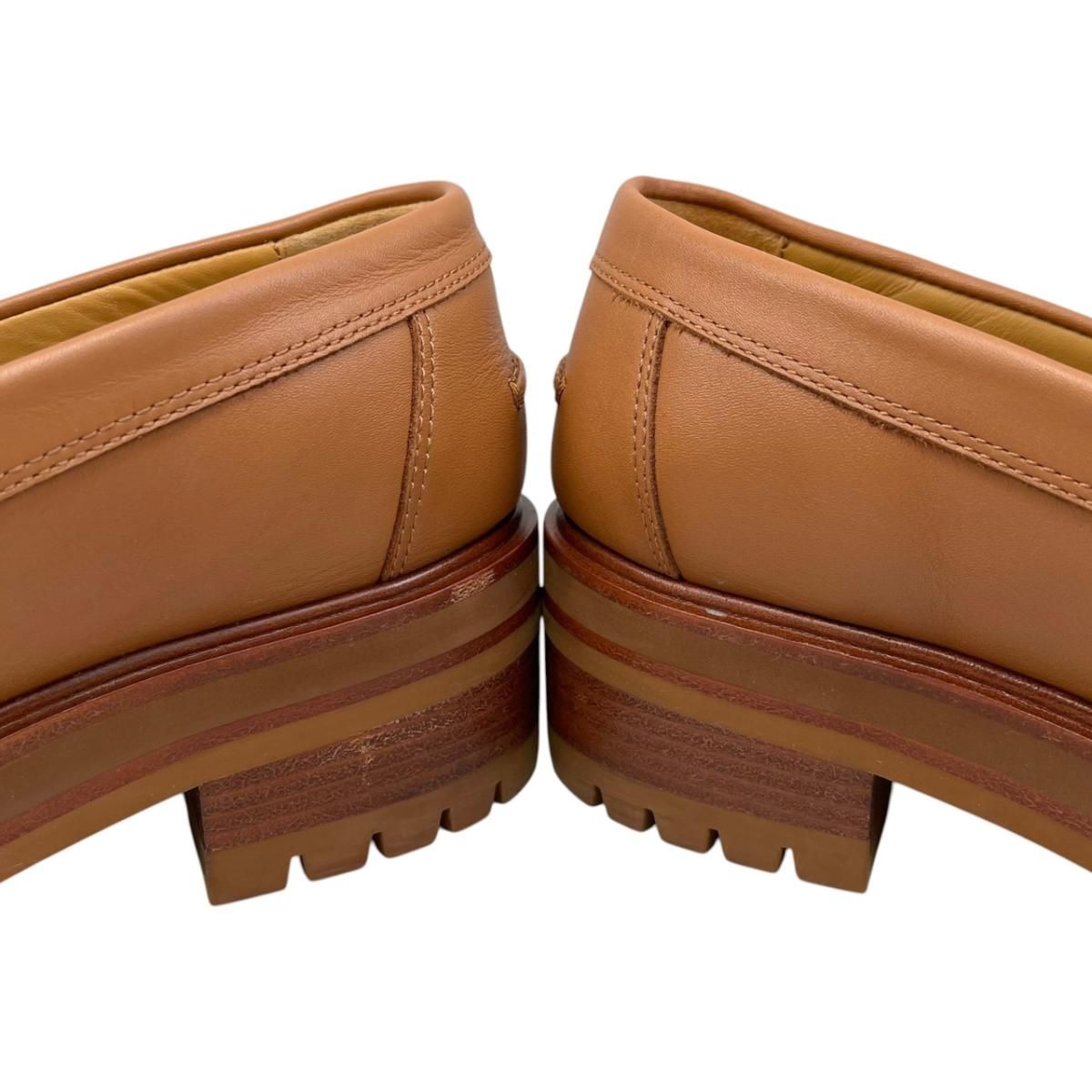 Hermes Loafers Moccasins 37 Leather Gold Brown — view 8