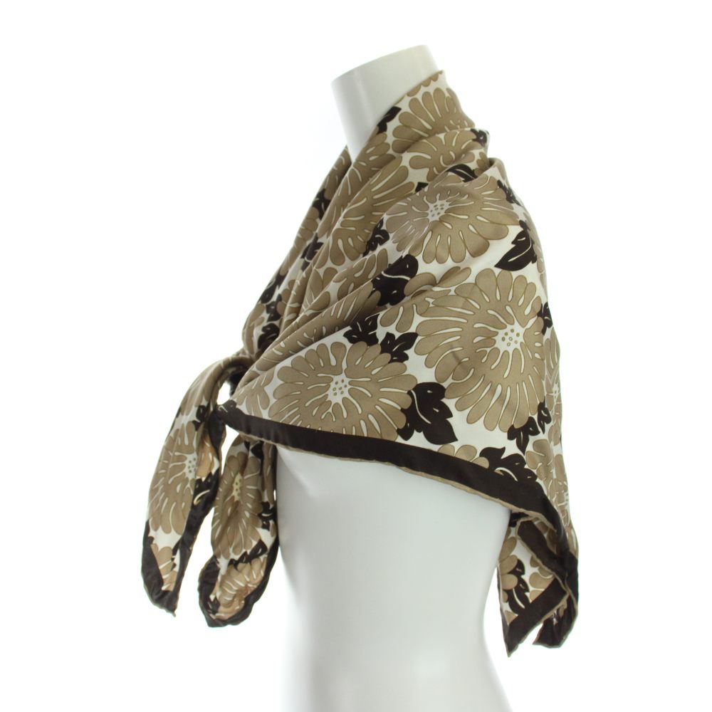 Fendi Large Scarf Shawl Floral Logo Silk Brown — view 3