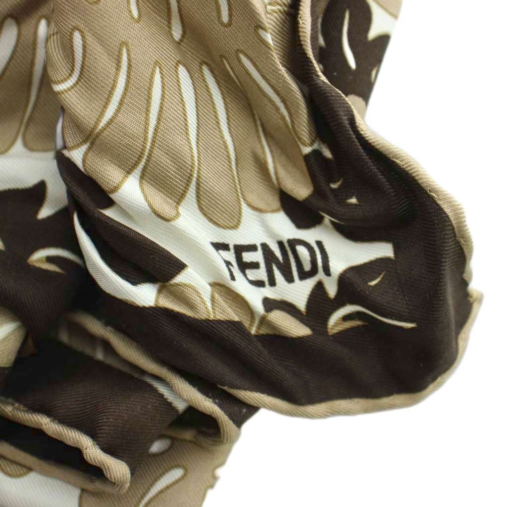 Fendi Large Scarf Shawl Floral Logo Silk Brown — view 6