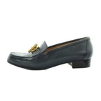 Hermes Chaine D'ancre Loafers Moccasins Logo Leather Gold 37 Navy — view 2