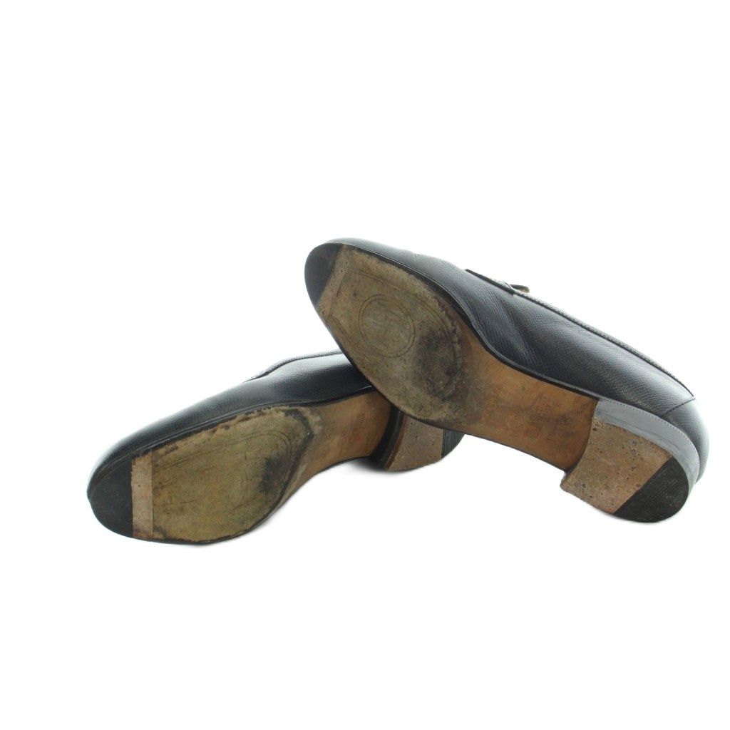Hermes Chaine D'ancre Loafers Moccasins Logo Leather Gold 37 Navy — view 6