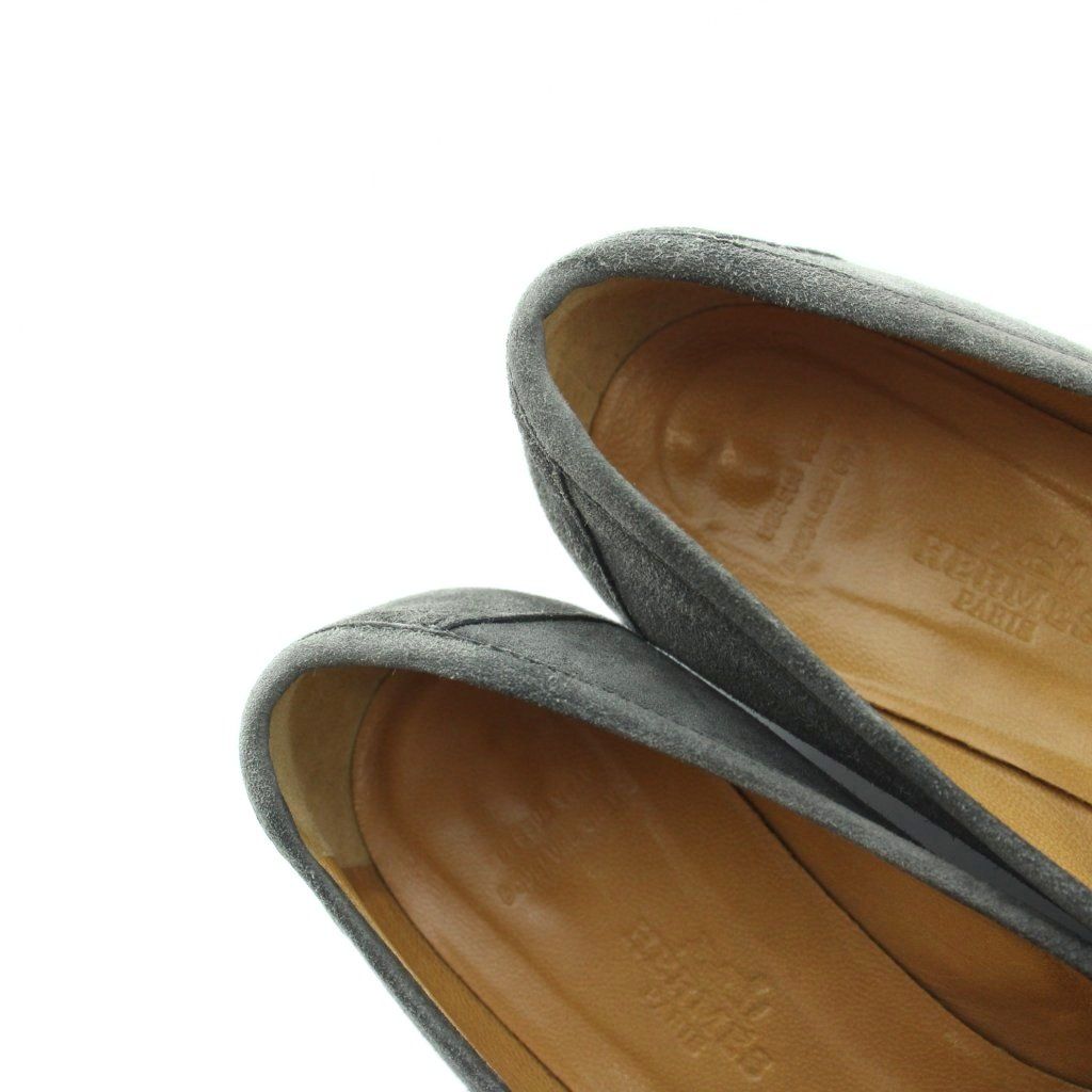 Hermes Chaine D'ancre Loafers Moccasin Suede Leather 37 Gray — view 4