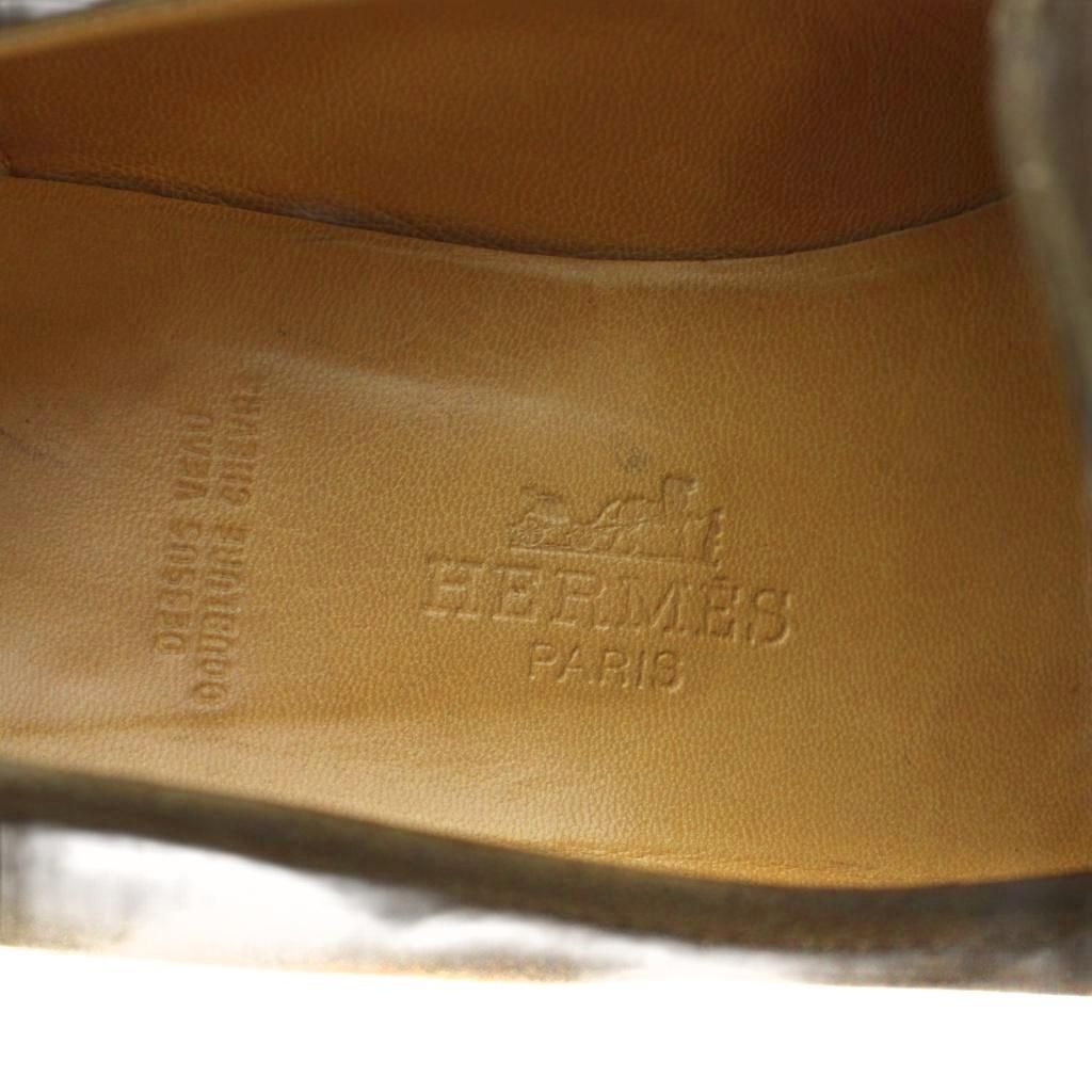 Hermes Constance Loafers Moccasins Logo Suede Leather 37 Brown — view 7