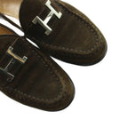 Hermes Constance Loafers Moccasins Logo Suede Leather 37 Brown — view 3
