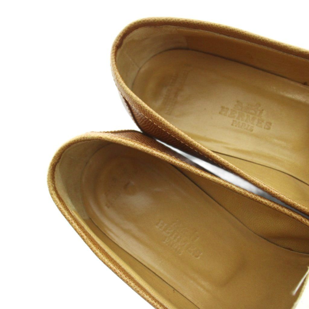 Hermes Chaine D'ancre Loafers Moccasins Leather 37 Brown White — view 4