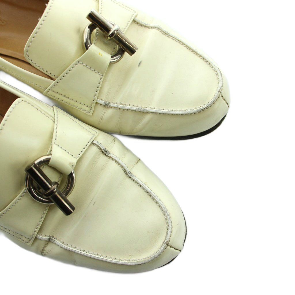 Hermes Chaine D'ancre Loafers Moccasins Leather 37 Ivory — view 3
