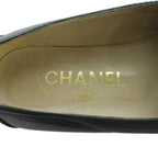 Chanel Loafers Moccasins Leather Logo Plate 37.5 Black White — view 7