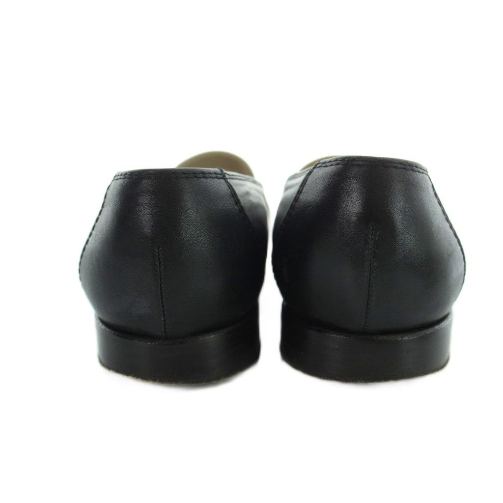 Chanel Loafers Moccasins Leather Logo Plate 37.5 Black White — view 5