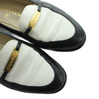 Chanel Loafers Moccasins Leather Logo Plate 37.5 Black White — view 3