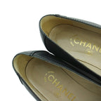 Chanel Loafers Moccasins Leather Logo Plate 37.5 Black White — view 4