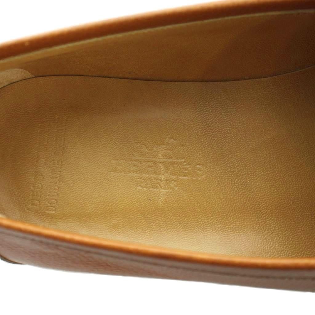 Hermes H Logo Loafers Moccasins Leather Logo 37.5 Brown — view 7