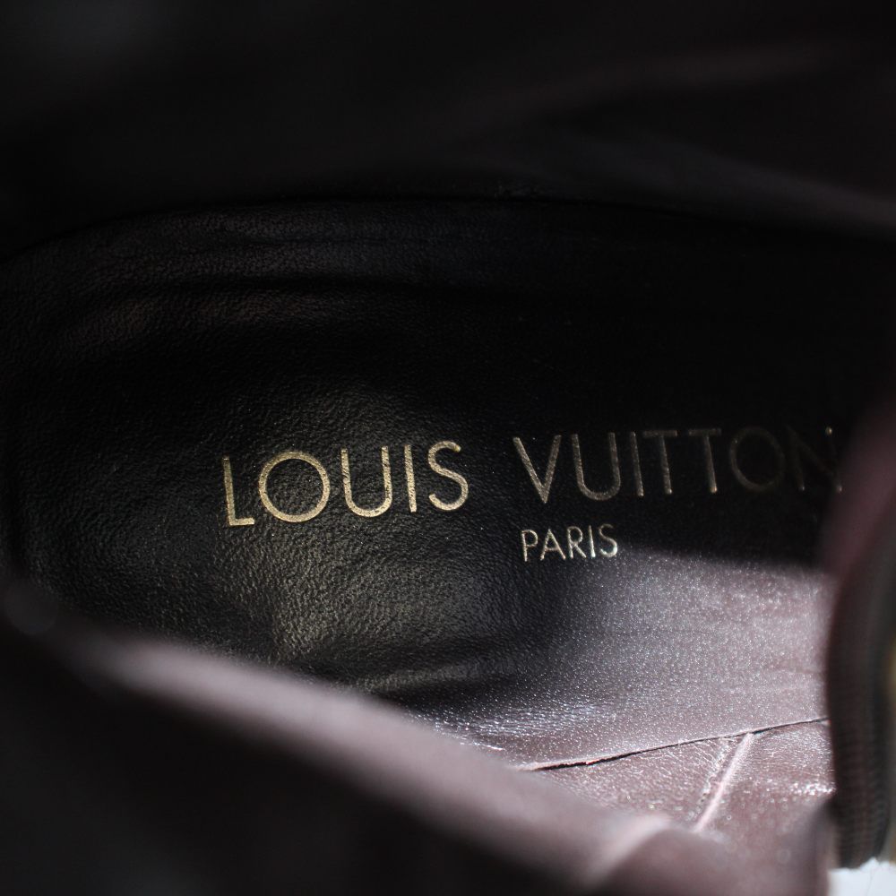 Louis Vuitton Short Boots Pointed Toe Calf Hair Leather Damier Logo 37.5 — view 6