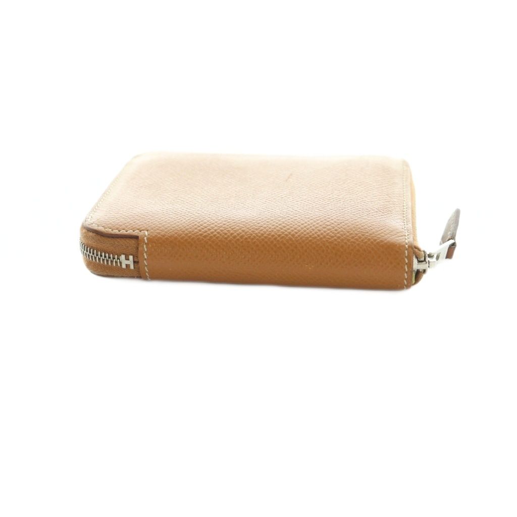 Hermes Azap Silk in Compact Mini Wallet Veau Zip Around Coin Purse Beige — view 4