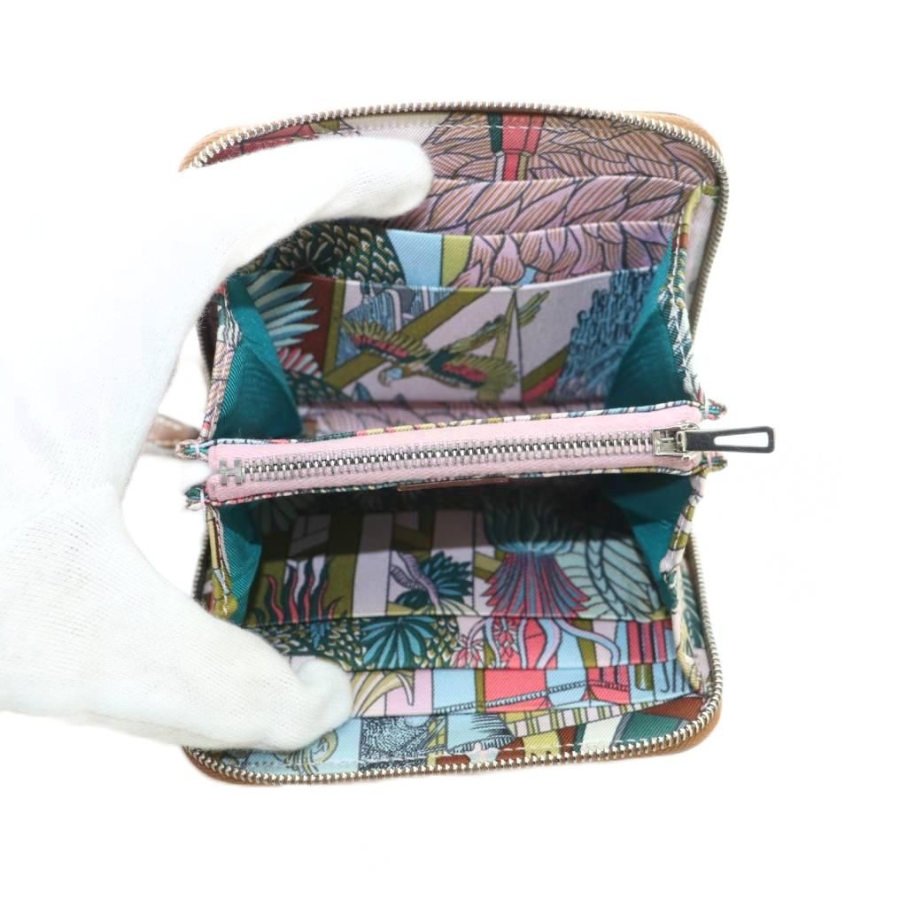 Hermes Azap Silk in Compact Mini Wallet Veau Zip Around Coin Purse Beige — view 5