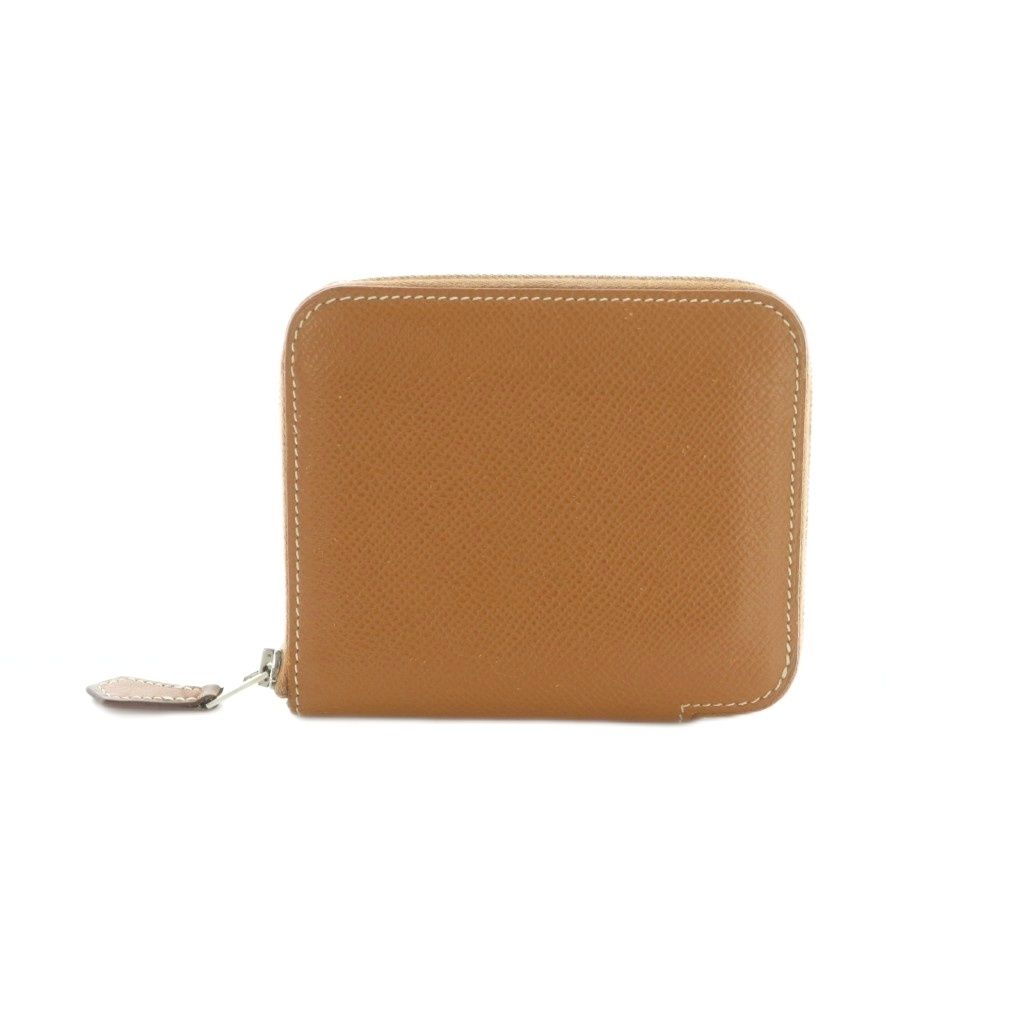 Hermes Azap Silk in Compact Mini Wallet Veau Zip Around Coin Purse Beige — view 2
