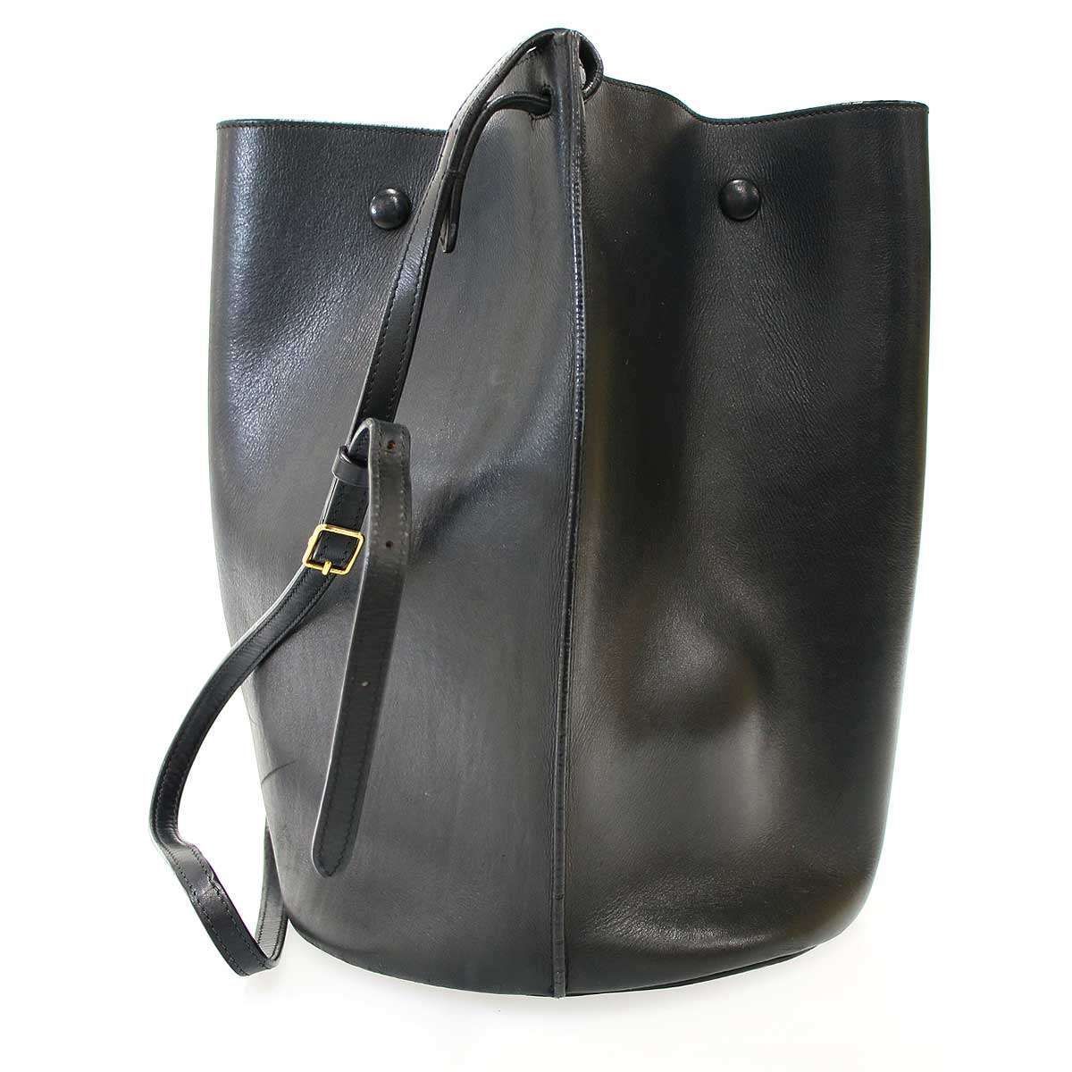 Celine Bucket Leather Shoulder Bag Black — view 3