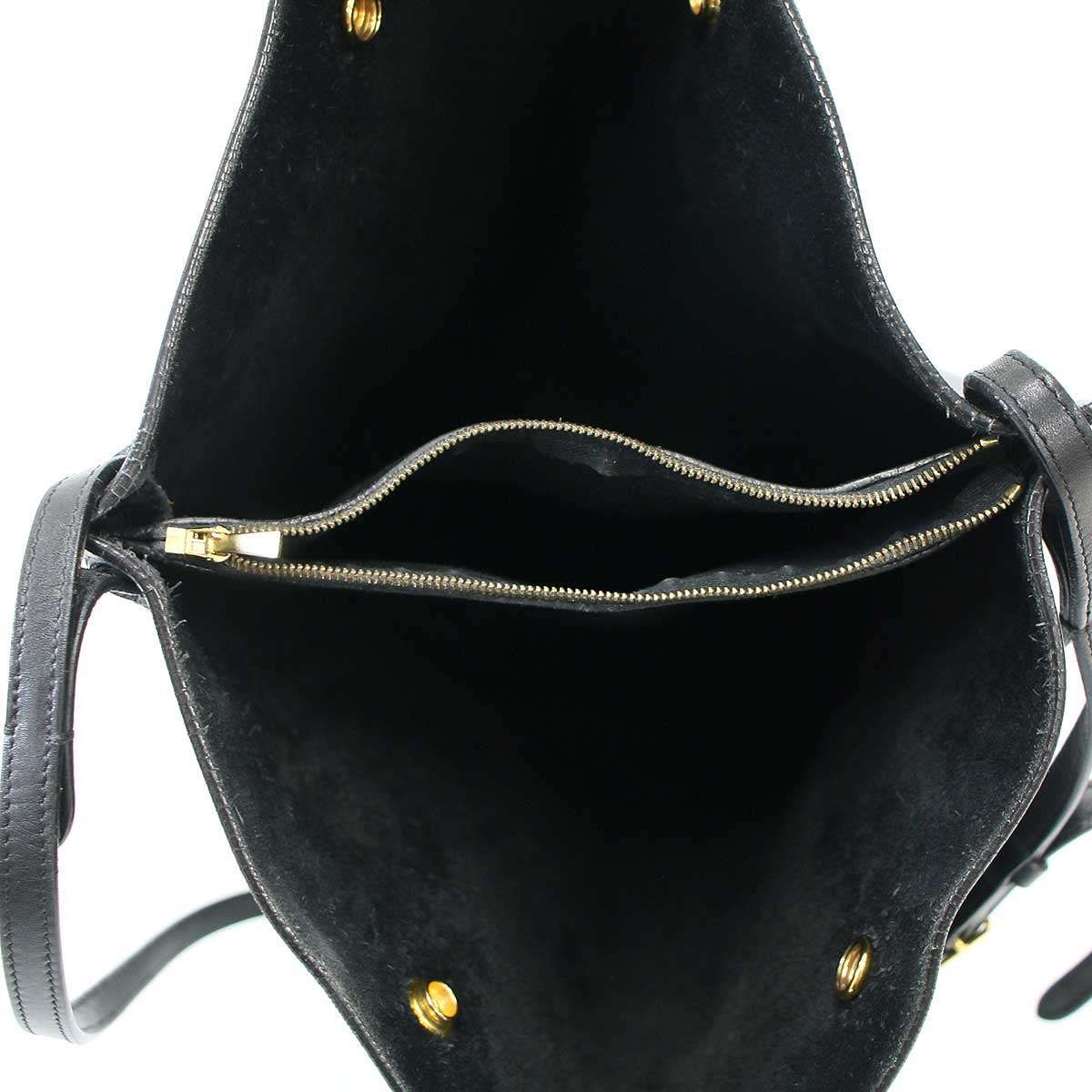 Celine Bucket Leather Shoulder Bag Black — view 6