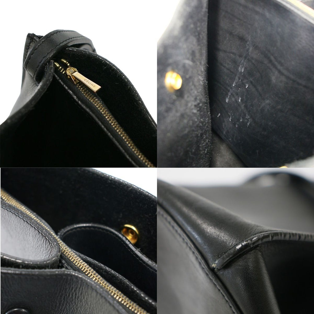 Celine Bucket Leather Shoulder Bag Black — view 9