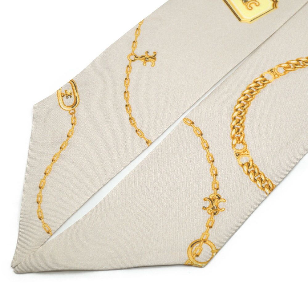 Celine Scarf Twilly Beige Yellow Silk Shawl — view 6