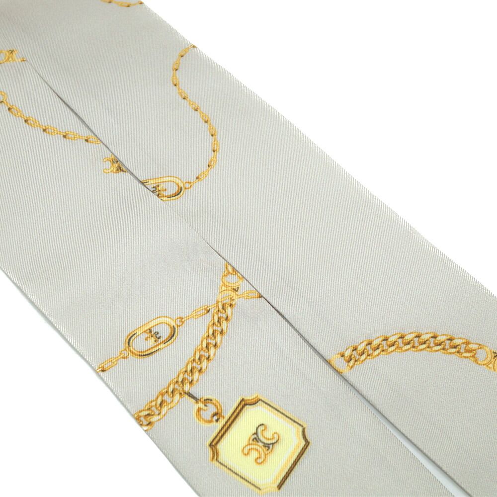 Celine Scarf Twilly Beige Yellow Silk Shawl — view 4