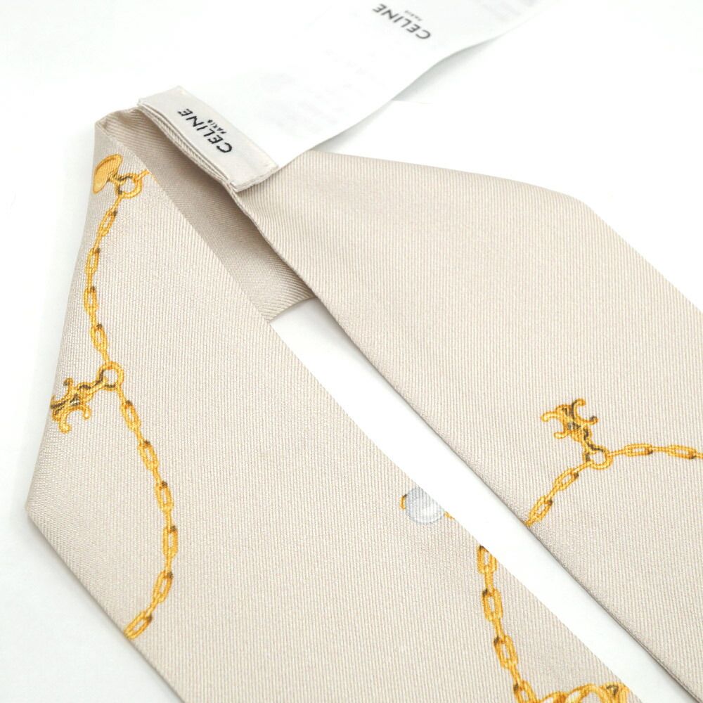 Celine Scarf Twilly Beige Yellow Silk Shawl — view 5