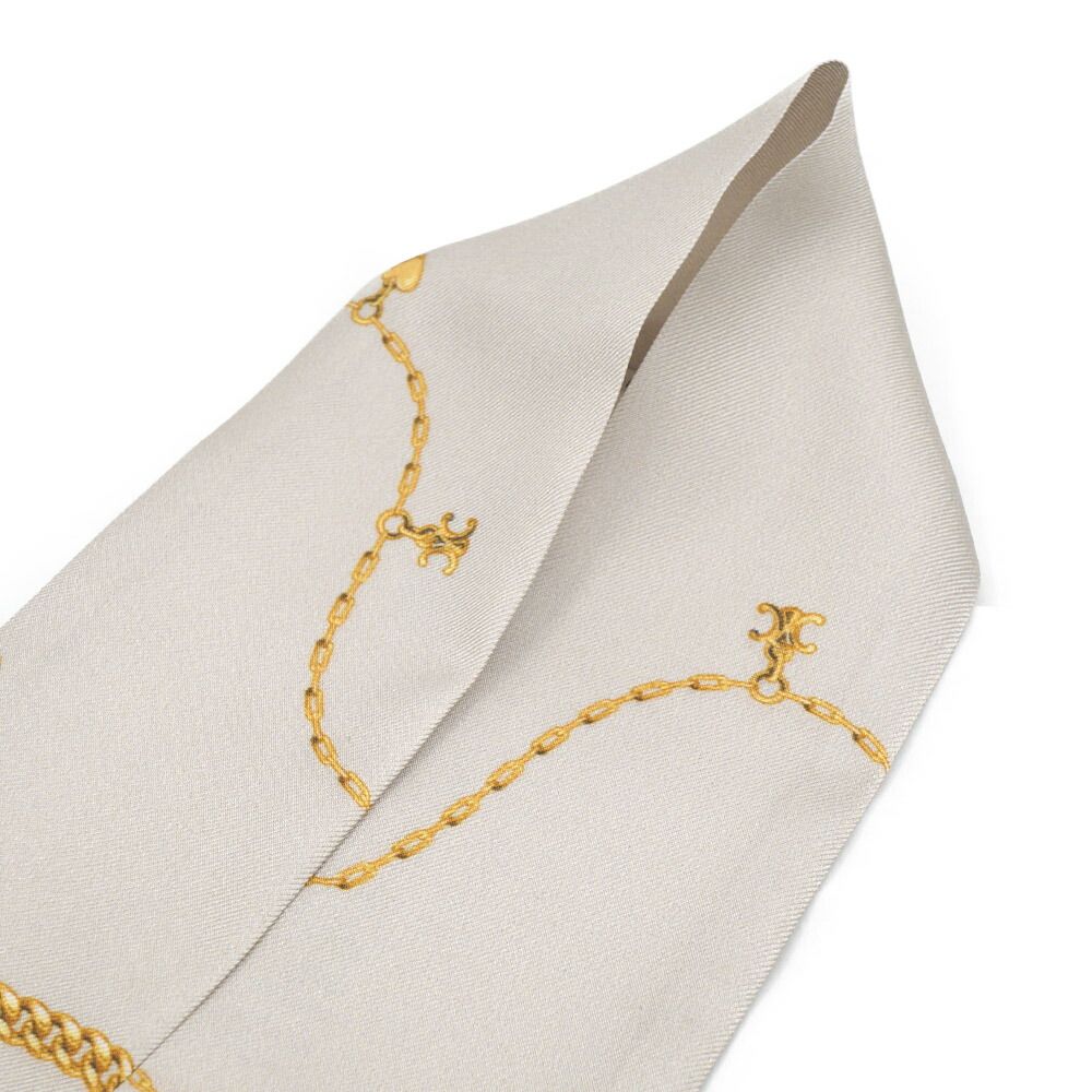 Celine Scarf Twilly Beige Yellow Silk Shawl — view 8