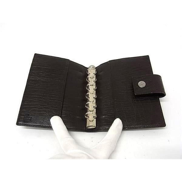 Gucci Notebook Cover GG Supreme Beige Brown Leather System 6 Holes Agenda — view 3