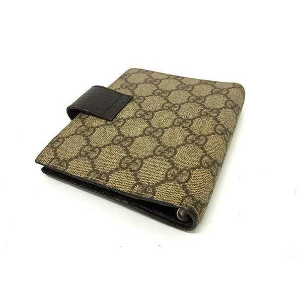 Gucci Notebook Cover GG Supreme Beige Brown Leather System 6 Holes Agenda — view 2