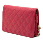 Chanel Quilted CC Logo Chain Shoulder Bag Pink Caviar Leather — view 2