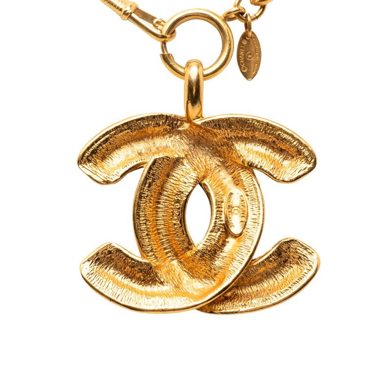 Chanel CC Logo Quilted Chain Pendant Necklace Gold Plated — view 2
