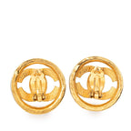 Chanel CC Logo Round Earrings Vintage Gold Plated — view 2