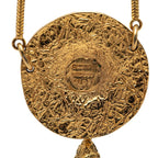 Chanel CC Logo Lion Motif Round Pendant Necklace Gold Plated — view 4