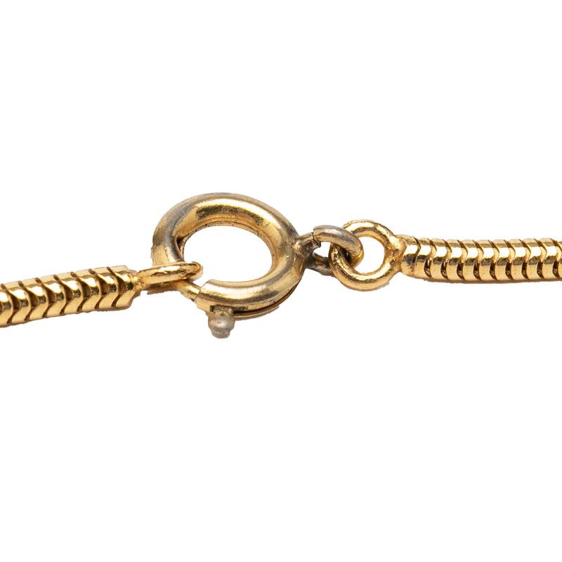 Chanel CC Logo Lion Motif Round Pendant Necklace Gold Plated — view 3