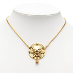 Chanel CC Logo Lion Motif Round Pendant Necklace Gold Plated — view 5