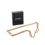 Chanel CC Logo Coco Rhinestone Necklace Double Chain Gold Pink Plated — view 5