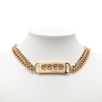 Chanel CC Logo Coco Rhinestone Necklace Double Chain Gold Pink Plated — view 6