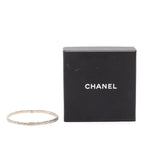 Chanel CC Logo Bangle Silver Metal Rhinestone Bracelet — view 5