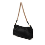 Prada Chain Shoulder Bag Black Gold Nylon Leather — view 2