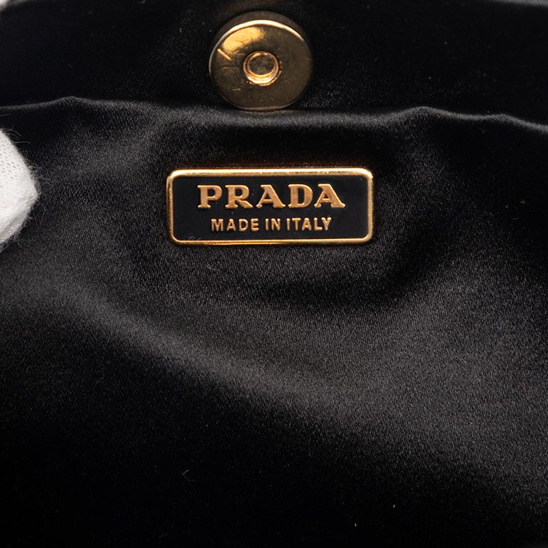 Prada Chain Shoulder Bag Black Gold Nylon Leather — view 5