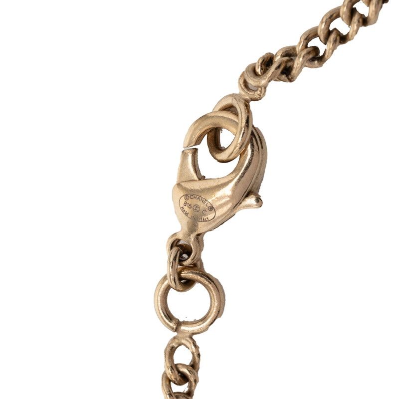Chanel CC Logo Necklace Gold Plated Rhinestone — view 5