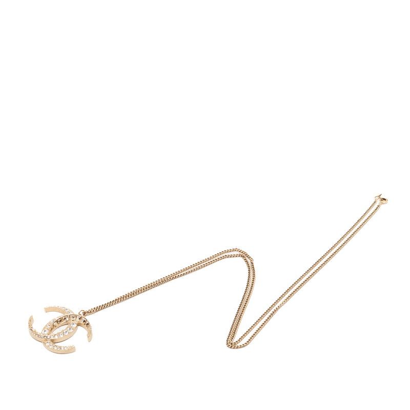 Chanel CC Logo Necklace Gold Plated Rhinestone — view 3