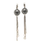 Chanel CC Logo Mirror Ball Earrings Silver Metal Faux Pearl Rhinestone — view 2