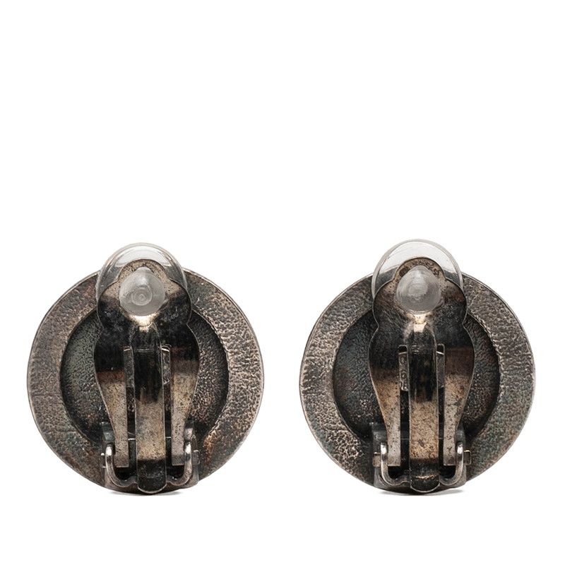 Chanel Coin Motif Round Earrings Vintage 96 Black Metal — view 2