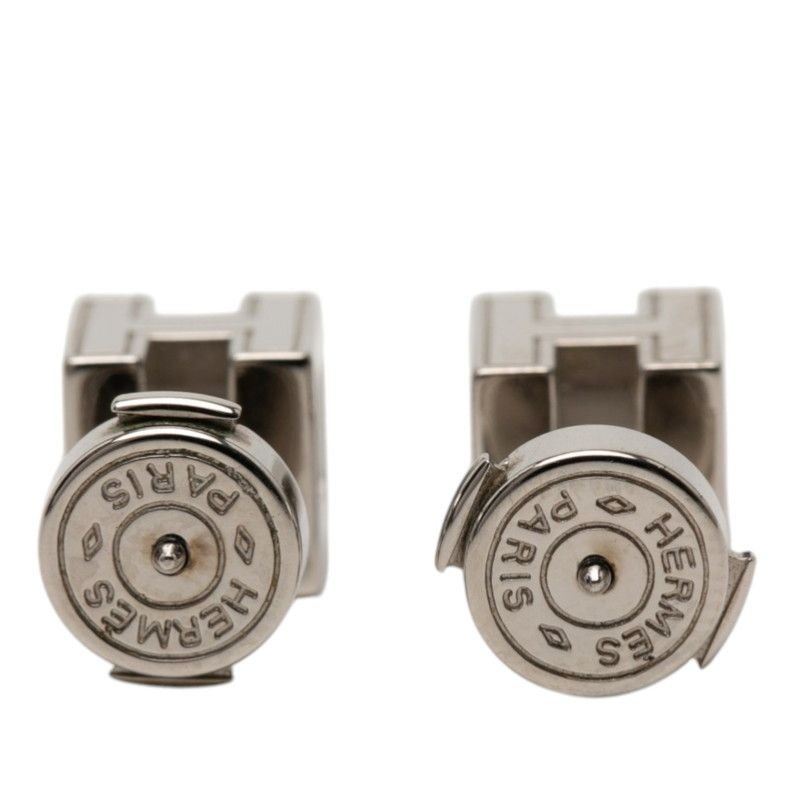 Hermes Cage de Ash Cube Earrings Silver Light Blue Metal Enamel — view 2