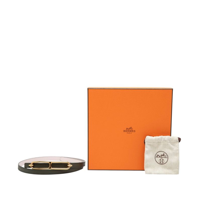 Hermes Luli 75 Reversible Belt 75 Pink Dark Green Leather — view 6
