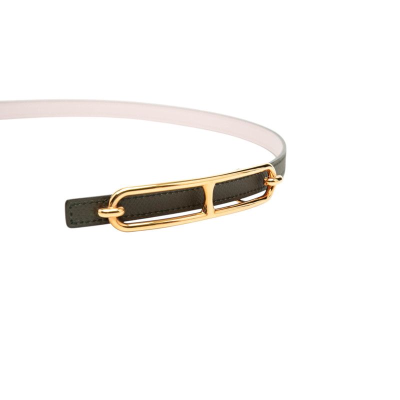 Hermes Luli 75 Reversible Belt 75 Pink Dark Green Leather — view 3