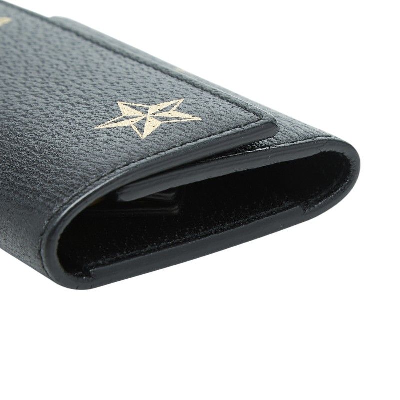 Gucci Animalier Bee & Star Key Case Black Leather Key Holder — view 5