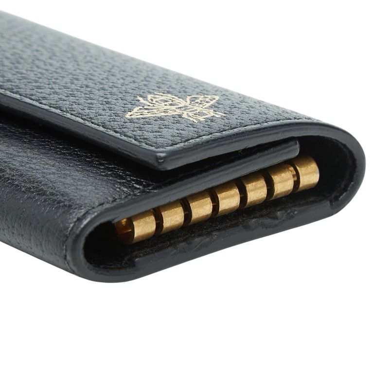 Gucci Animalier Bee & Star Key Case Black Leather Key Holder — view 4