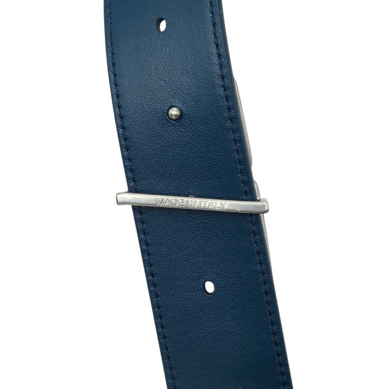 Dior Blue Galaxy Reversible Belt Logo Buckle Navy Leather — view 5