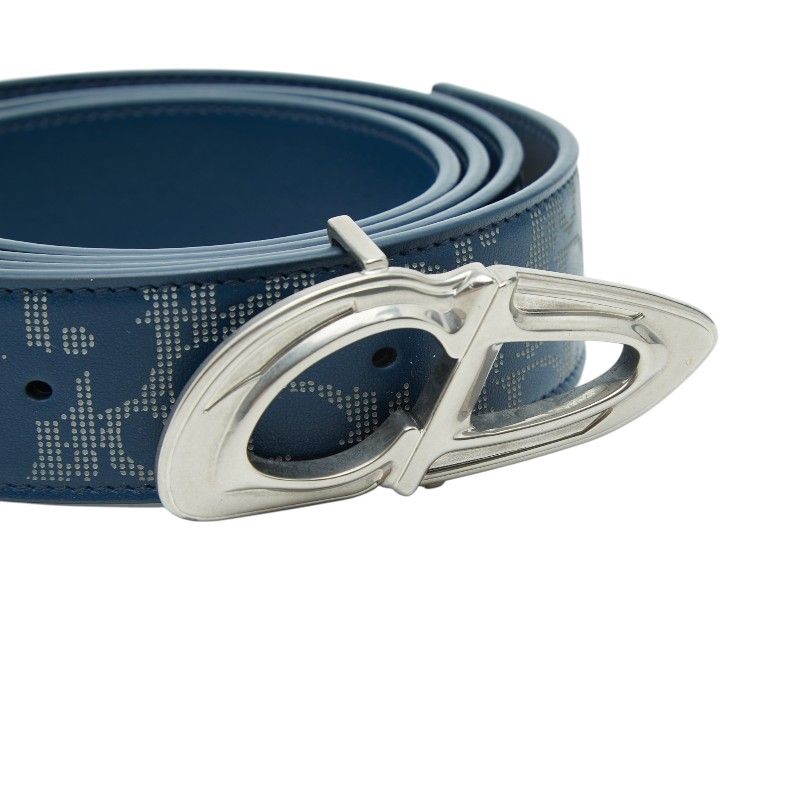 Dior Blue Galaxy Reversible Belt Logo Buckle Navy Leather — view 4